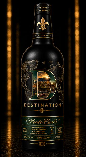 Destination Monte Carlo Rye bottle, rendering